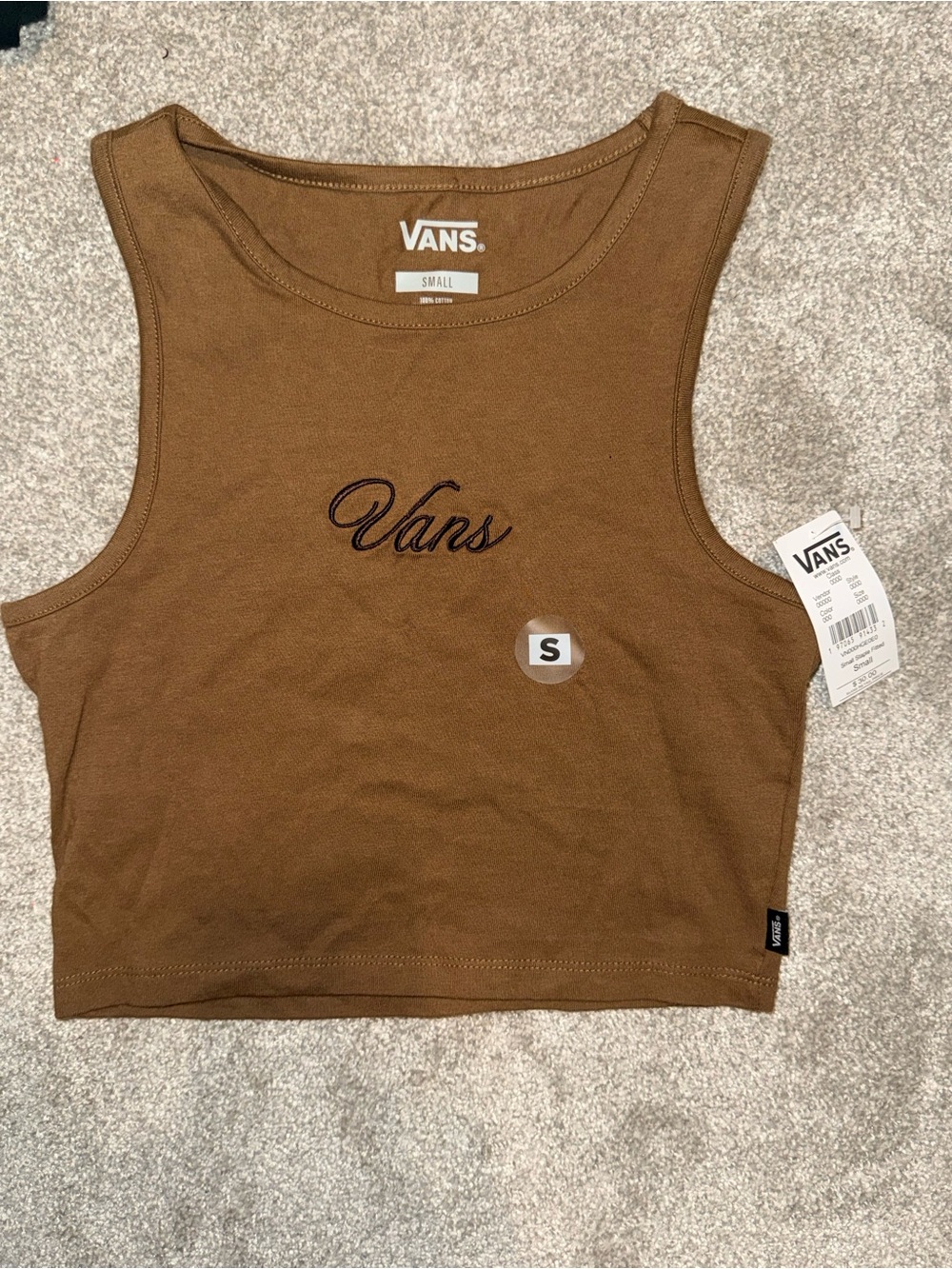 NWT Vans Embroidered Brown Crop Tank Size Small